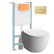 VITRA - Pack WC suspendu VitrA Sento Blanc Compact  + Bâti auto-portant V-Fix Core + Plaque Round Or brossé - vignette