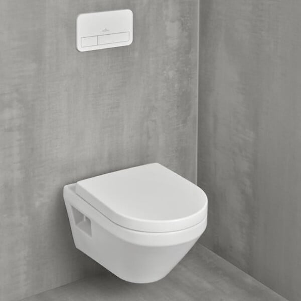 VILLEROY ET BOCH - Pack WC suspendu sans bride Architectura Twistflush [e³] rond + bâti-support ViConnect + plaque chrome mat - large