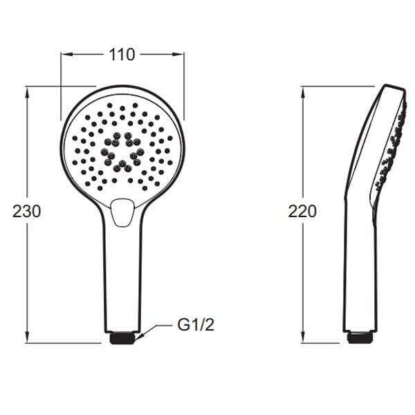 JACOB DELAFON - Pommeau de douche Metro 3 jets noir + flexible - large