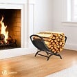 VOUNOT - Range Buche Support a bois 40.5x32x33cm en Metal noir - vignette