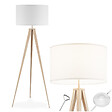 TECTAKE - Lampadaire Lunaris, abat-jour en tissu, trépied marron chêne - vignette