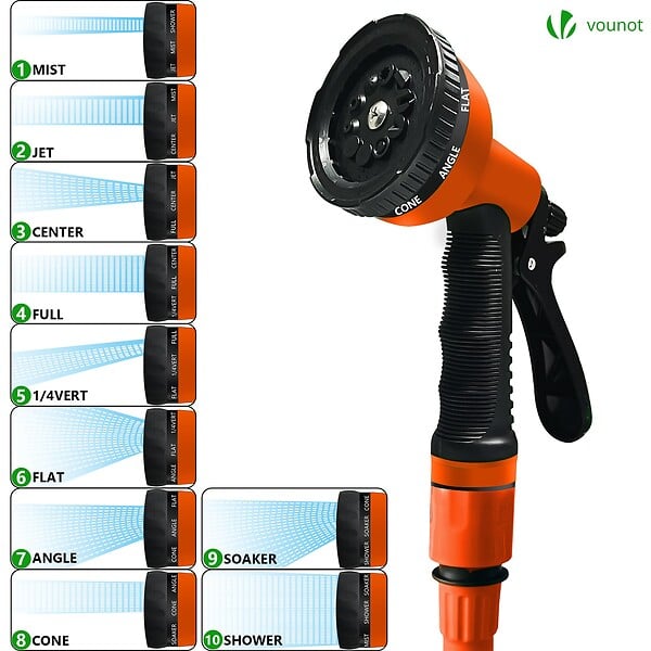 VOUNOT - Tuyau d’Arrosage Extensible 15m avec Accessoires orange - large