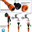 VOUNOT - Tuyau d’Arrosage Extensible 15m avec Accessoires orange - vignette