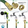 VOUNOT - Tuyau d’Arrosage Extensible 30m avec Récipient Savon et accessoires vert - vignette