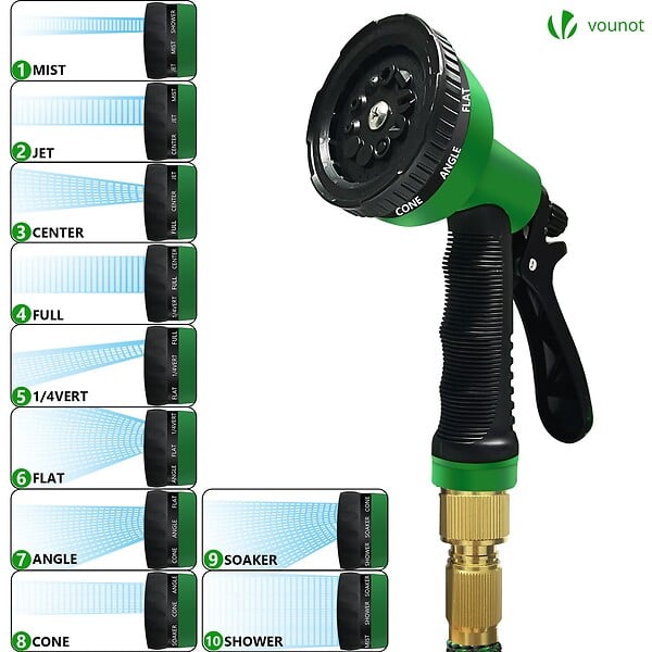VOUNOT - Tuyau d’Arrosage Extensible 30m Renforce avec Accessoires vert - large