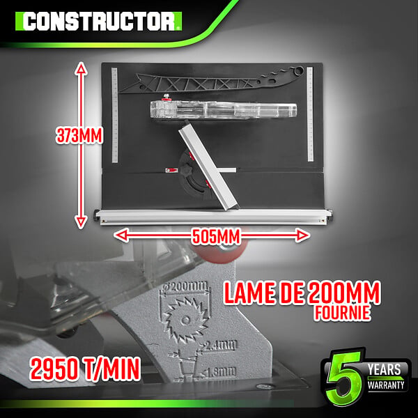 CONSTRUCTOR - Scie circulaire sur table 800W - Lame 200mm 24 dents - large