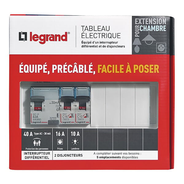 LEGRAND - Tableau électrique pré-équipé extension chambre - 13 modules - large