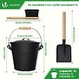 VOUNOT - Seau à Cendres en Métal avec Couvercle Pelle et Balai à Main 5L Noir - vignette