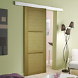 GD MENUISERIES - Porte Coulissante bois Ayous 3 Panneaux H204 x L73 cm, Rail alu Bandeau Blanc - vignette