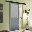 GD MENUISERIES - Porte Coulissante Athena RAL7035 h204xl83 + Rail Alu Bandeau Noir - vignette