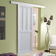 GD MENUISERIES - Porte Coulissante Atelier 2 panneaux blanc H204 x L73 cm, Rail Alu bandeau blanc - vignette