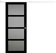 GD MENUISERIES - Porte Coulissante Telia Noir Vitrée H204 x L83 cm, Rail Alu bandeau blanc, Coquilles - vignette