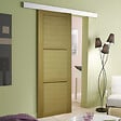GD MENUISERIES - Porte Coulissante bois Ayous 3 Panneaux H204 x L93 cm, Rail alu Bandeau Blanc - vignette