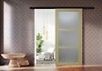 GD MENUISERIES - Porte Coulissante bois Ayous Vitrée H204 x L83 cm, Rail alu bandeau noir - vignette