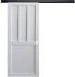 GD MENUISERIES - Porte Coulissante Atelier 2 panneaux blanc H204 x L73 cm, Rail Alu bandeau noir, Coquilles blanc - vignette