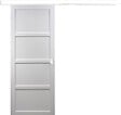 GD MENUISERIES - Porte Coulissante Tamera blanc 4 panneaux H204 x L93 cm, Rail Alu bandeau blanc, Coquilles blanc - vignette