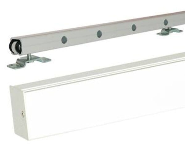 GD MENUISERIES - Porte Coulissante Tamera blanc 4 panneaux H204 x L93 cm, Rail Alu bandeau blanc, Coquilles blanc - large