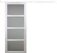 GD MENUISERIES - Porte Coulissante Tana Blanc Vitrée H204 X L83 cm, Rail Alu Bandeau Blanc, Coquilles Blanc - vignette