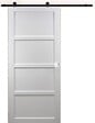 GD MENUISERIES - Porte Coulissante Tamera Blanc 4 Panneaux H204 X L63 cm, Rail Roulettes, Coquilles Blanc - vignette