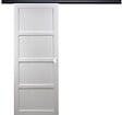 GD MENUISERIES - Porte Coulissante Tamera blanc 4 panneaux H204 x L93 cm, Rail Alu bandeau noir, Coquilles blanc - vignette