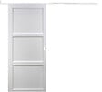 GD MENUISERIES - Porte Coulissante Korya Blanc 3 panneaux H204 x L83 cm, Rail Alu bandeau blanc, Coquilles blanc - vignette