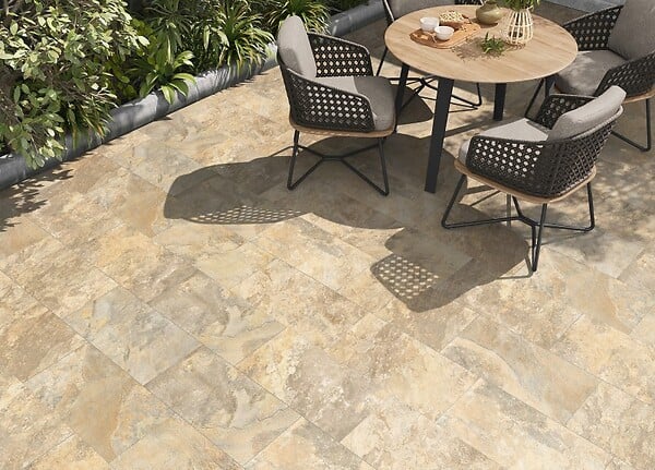 CERAM - Carrelage sol extérieur Marco - Beige - L.75,5xl.37,5cm - large