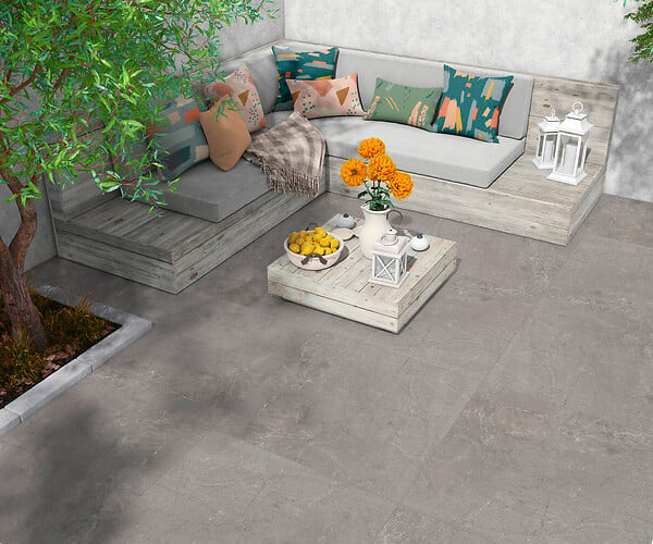 CERAM - Carrelage extérieur grès cérame Temple Ash - 60,5x60,5cm - large