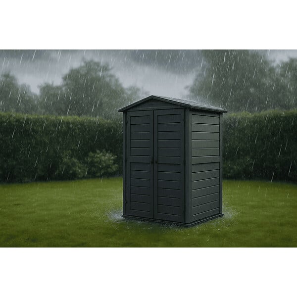 INTEC - Abri de Jardin Extérieur 151x83xH200cm Gris Anthracite - Cabanon de jardin Plancher Rangement Outils & Mobilier de Jardin - large