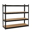 INTEC - Etagère de Rangement Charges lourdes 1600kg Noire 160 x 60 x H180cm - Rayonnage Métal 4 Plateaux Bois INTEC - vignette