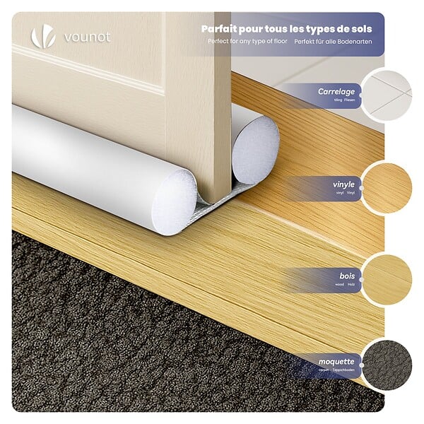 VOUNOT - Lot de 4 Boudins de Porte Isolants coupe froid Découpables 96cm Blanc - large