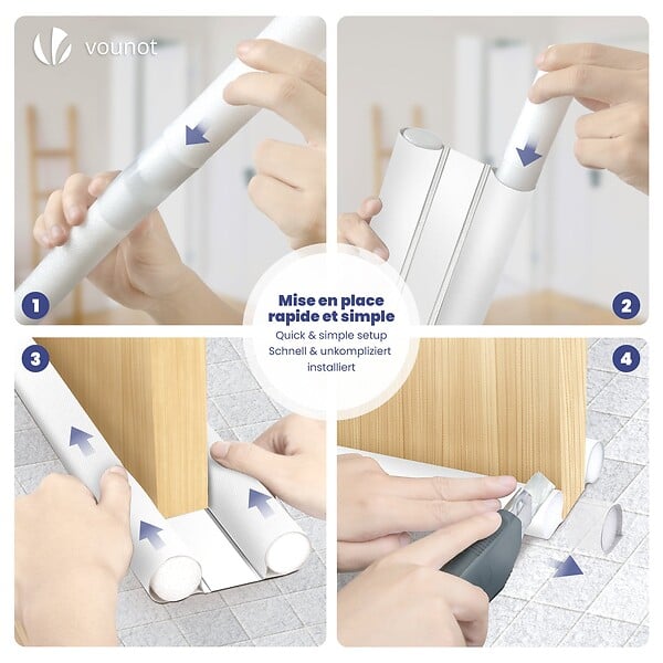 VOUNOT - Lot de 4 Boudins de Porte Isolants coupe froid Découpables 96cm Blanc - large