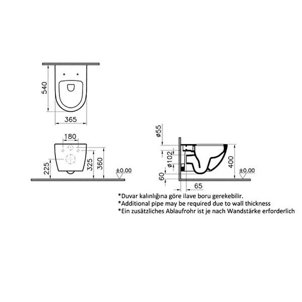 VITRA - Cuvette WC suspendu sans bride VitrA Sento lin + abattant frein de chute déclipsable - large