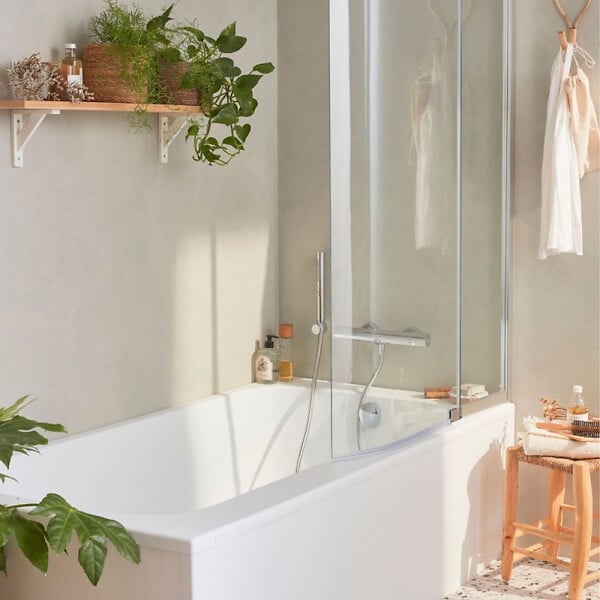 JACOB DELAFON - Baignoire bain douche Malice + pare bain + étagère 170 x 90 v. droite - large