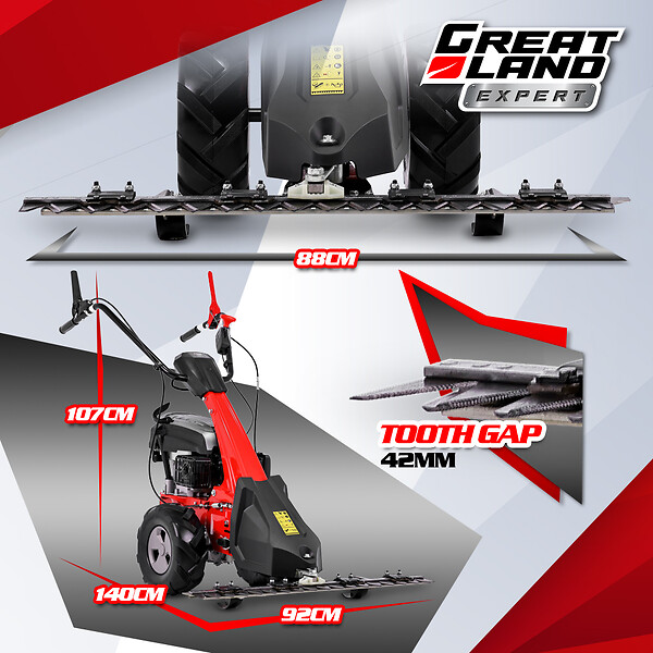 GREATLAND - Motofaucheuse thermique 196cc - Largeur de coupe 88cm - large