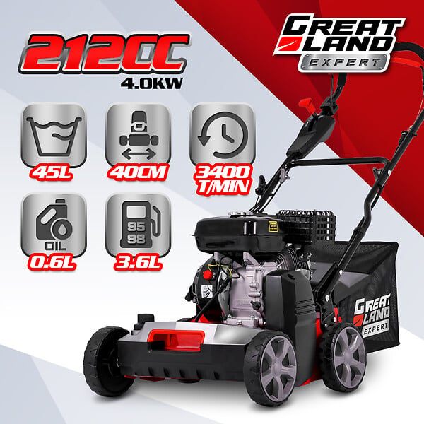 GREATLAND - Scarificateur émousseur thermique 212cc - Largeur de travail 40cm - large