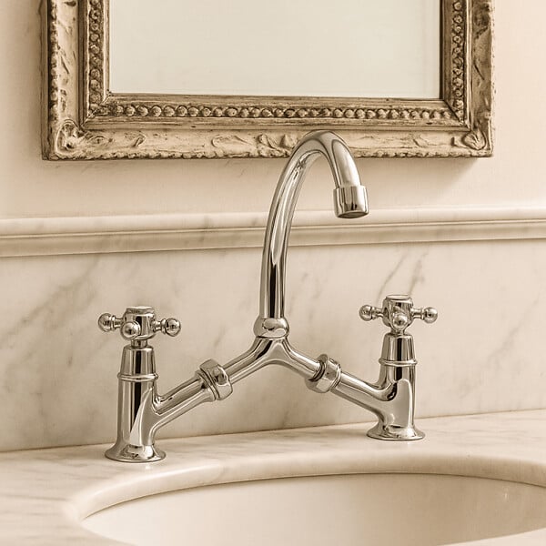 OLFA - Mélangeur à pont Tiffany Chromé lavabo ou cuisine - large