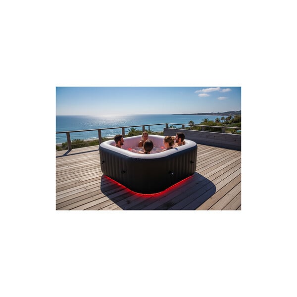 SUN SPA - Spa gonflable 6 places carré - Sunspa - Bandeau LED inclus - Dimensions : 185 x 185 cm - large