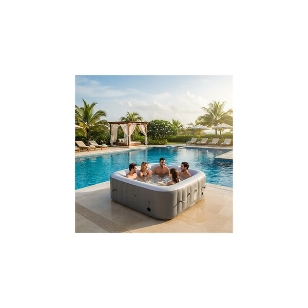 SUN SPA - Spa gonflable 6 places carré - Sunspa - Bandeau LED inclus - Dimensions : 185 x 185 cm - large
