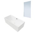 VILLEROY ET BOCH - Baignoire droite  Collaro 160 x 75cm Blanc mat  vidage et trop plein chrome + Pare bain gauche AURYS Mist 1 - vignette