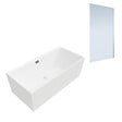 VILLEROY ET BOCH - Baignoire droite  Collaro 160 x 75cm Blanc mat  vidage et trop plein chrome + Pare bain droite AURYS Mist 1 - vignette