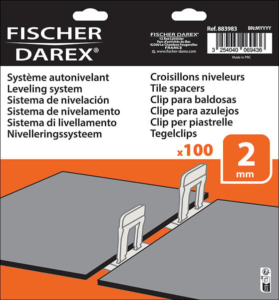 FISCHER DAREX - Croisillons niveleurs 2 mm - Lot de 100 - Pour carrelage - large