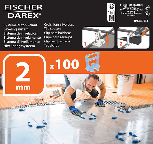 FISCHER DAREX - Croisillons niveleurs 2 mm - Lot de 100 - Pour carrelage - large