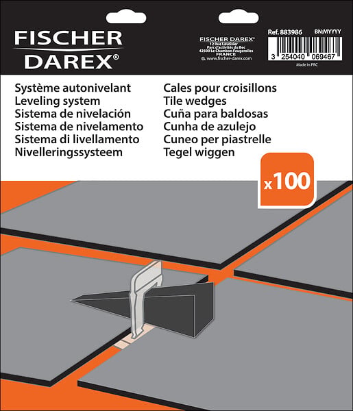 FISCHER DAREX - Cales autonivelantes croisillons niveleurs - joint 1.5mm - large