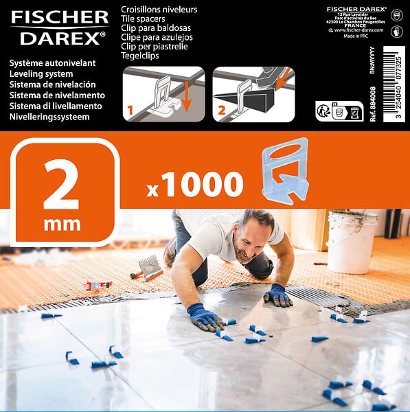 FISCHER DAREX - Croisillons niveleurs - 2 mm - 1000 pièces - large