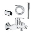 GROHE - Pack mitigeur mécanique Swift + Douchette 1 jet Get Stick + Flexible1750 mm et support - vignette