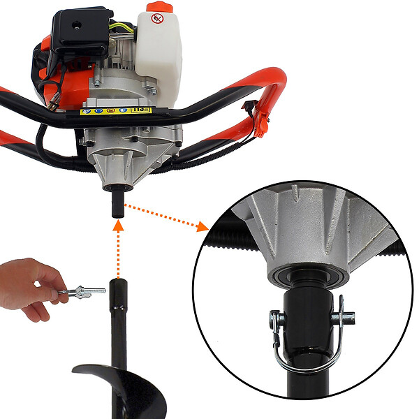 GT GARDEN - Tarière thermique 52 cm3, 3 CV + mèche 40 mm - large