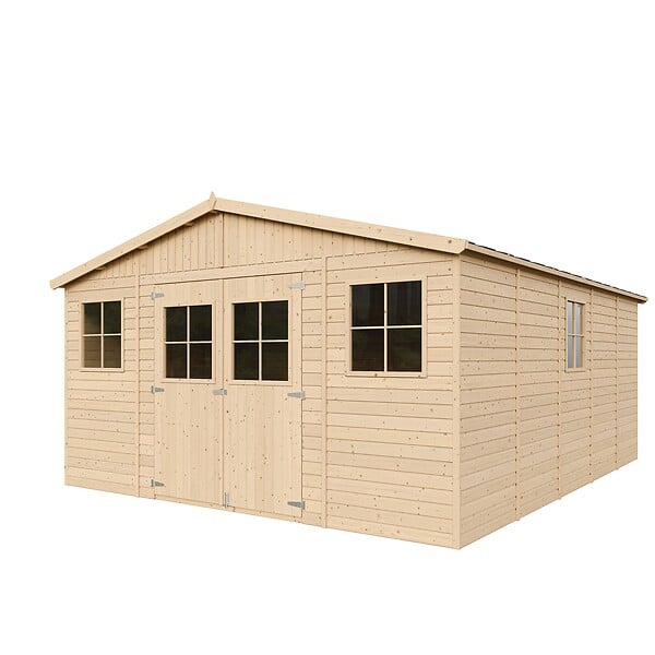 TIMBELA - TIMBELA M333+M333G Abri de jardin en bois H246x418x522 cm/20 m² - AVEC LES PLANCHERS IMPRÉGNÉ - large