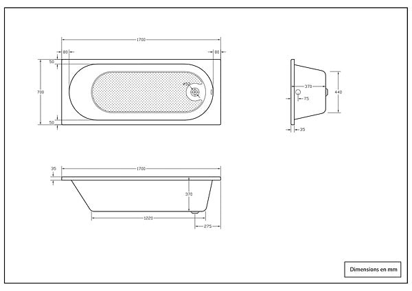 BALNEO - Baignoire easy bath 170x70cm - large