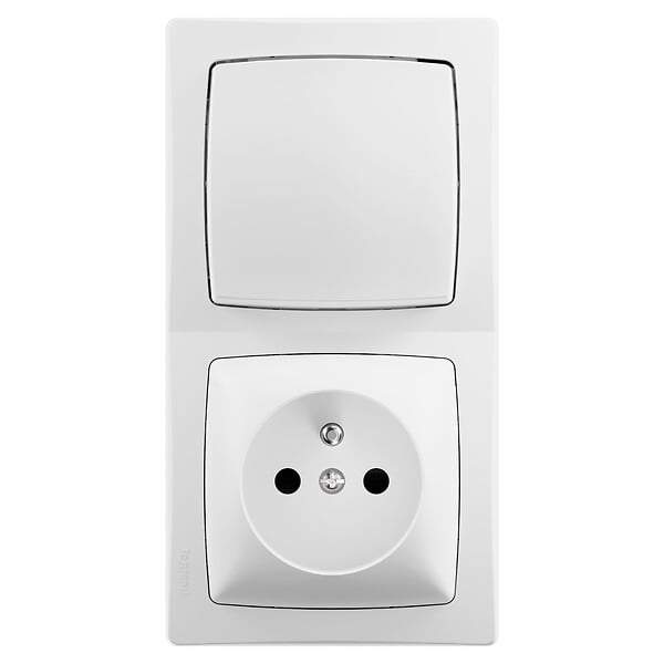 LEGRAND - Interrupteur + prise 2P+T - Blanc - Montage vertical saillie - large