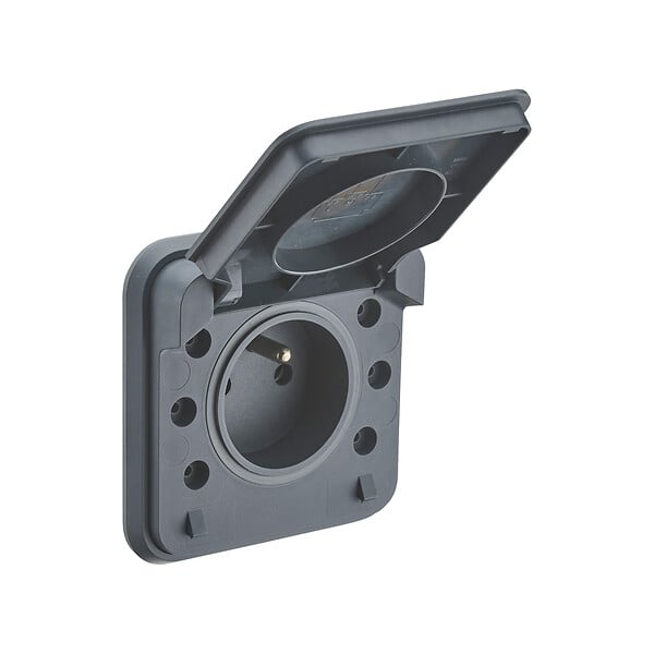 DEBFLEX - Prise encastrée étanche CYKLONE Anthracite IP55 - large